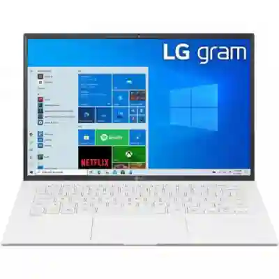 Laptop LG Gram 14Z90P, Intel Core i5-1135G7, 14inch, RAM 8GB, SSD 256GB, Intel Iris Xe Graphics, Windows 10, White