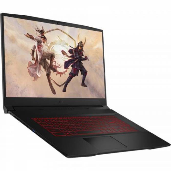 Laptop MSI Katana GF76 11UE, Intel Core i7-11800H, 17.3inch, RAM 16GB, SSD 512GB, nVidia GeForce RTX 3060 6GB, No OS, Black