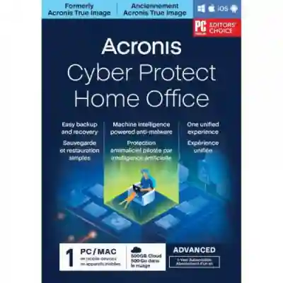 Licenta ACRONIS Cyber Protect Home Office Advanced, 1 An, 1 PC, 500GB stocare Cloud, New