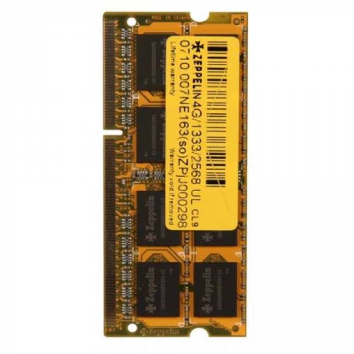 Memorie SO-DIMM Zeppelin 2GB DDR3-1333Mhz, CL9 Bulk