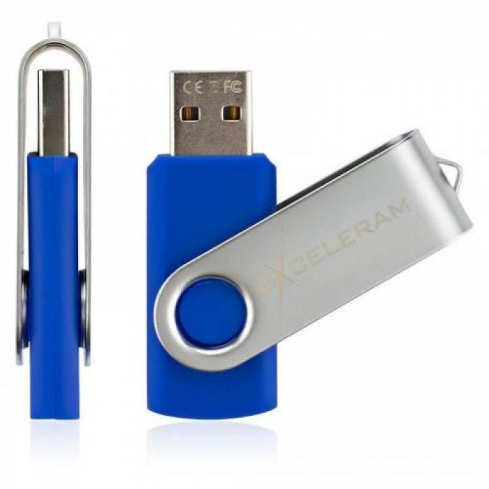 Memorie USB Exceleram P1 32GB, USB 2.0, Blue-Silver
