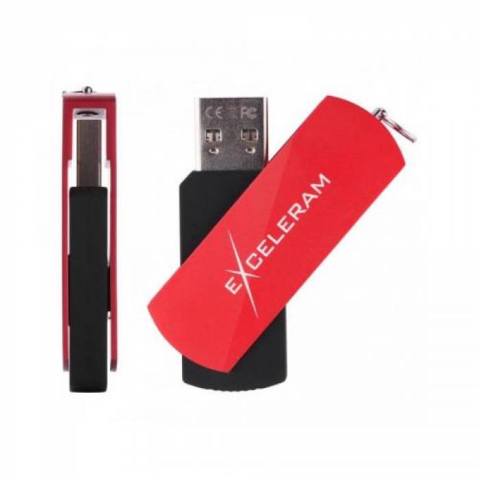 Memorie USB Exceleram P2 64GB, USB 2.0, Red-Black