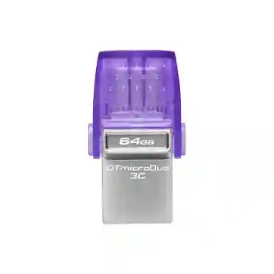 Memorie USB Kingston DataTraveler microDuo 3C, 128GB, USB-C/USB, Purple