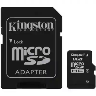 Memory Card microSDHC Kingston 8GB, Class 4, UHS-I U1 + Adaptor SD