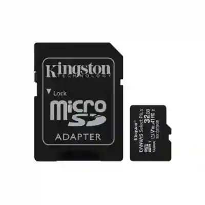 Memory Card microSDHC Kingston Canvas Select Plus 32GB, Class 10, UHS-I U1, V10, A1 + Adaptor SD