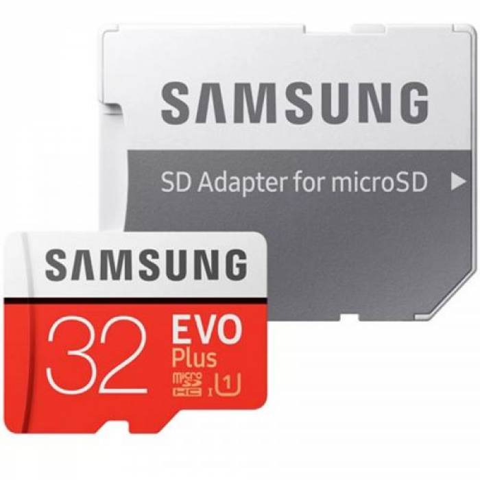 Memory Card microSDHC Samsung EVO Plus 32GB, Class 10, UHS-I U1 + Adaptor SD