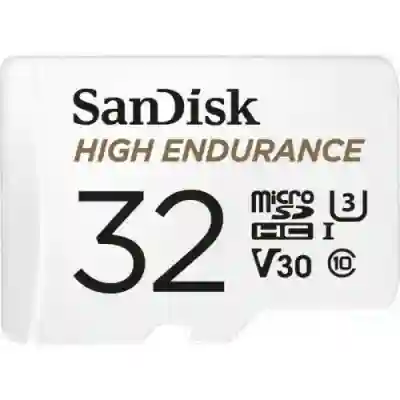 Memory Card microSDHC SanDisk by WD High Endurance 32GB, Class 10, UHS-I U3, V30 + Adaptor SD