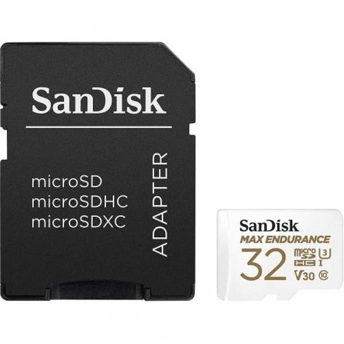 Memory Card microSDHC SanDisk by WD Max Endurance 32GB, Class 10, UHS-I U3, V30 + Adaptor SD