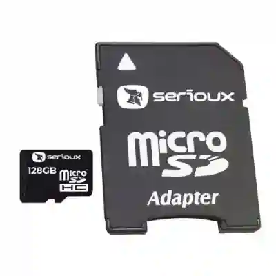 Memory Card microSDHC Serioux 128GB, Class 10 + Adaptor SD