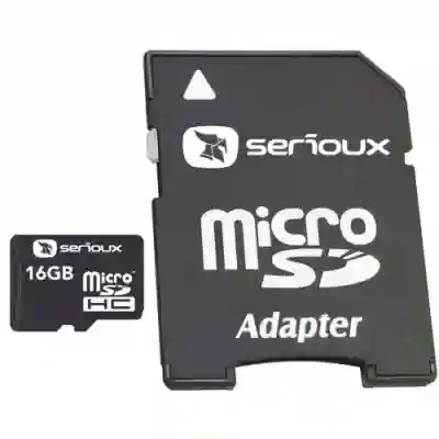 Memory Card microSDHC Serioux 16GB, Class 10 + Adaptor SD