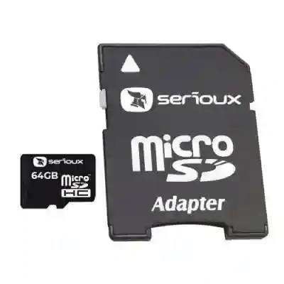Memory Card microSDHC Serioux 64GB, Class 10 + Adaptor SD