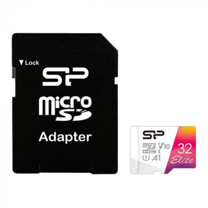 Memory Card microSDHC Silicon Power Elite 32GB, Class 10, UHS-I U1, V10, A1 + Adaptor SD