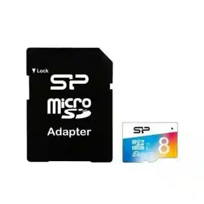 Memory Card microSDHC Silicon Power Elite 8GB, Class 10, UHS-I U1 + Adaptor SD