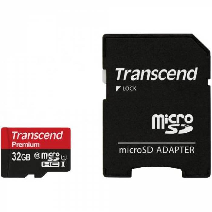 Memory Card microSDHC Transcend Premium 400x 32GB, Class 10, UHS-I U1 + Adaptor SD