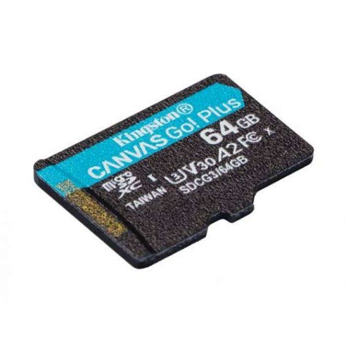 Memory Card microSDXC Kingston Canvas Go Plus 64GB, Class 10, UHS-I U3, V30, A2