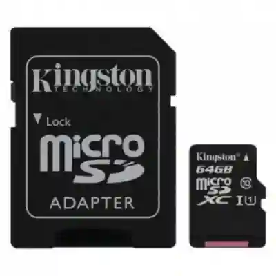Memory Card microSDXC Kingston Canvas Select 64GB, Class 10, UHS-I U1 + Adaptor SD