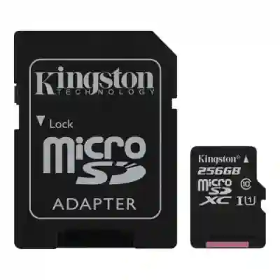 Memory Card microSDXC Kingston Canvas Select Plus 256GB, Class 10, UHS-I U3, V30, A1 + Adaptor SD