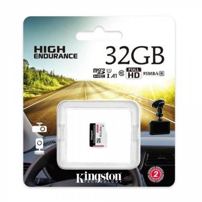 Memory Card microSDXC Kingston High Endurance 32GB, Class 10, UHS-I U1, A1