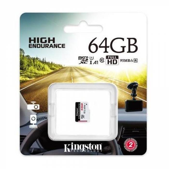 Memory Card microSDXC Kingston High Endurance 64GB, Class 10, UHS-I U1, A1