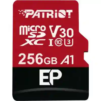 Memory Card microSDXC Patriot EP 256GB, Class 10, UHS-I U3, V30, A1 + Adaptor SD