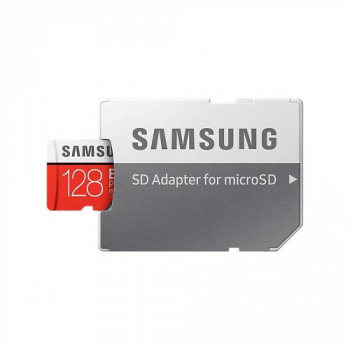 Memory Card microSDXC Samsung EVO Plus 128GB, Class 10, UHS-I U3 + Adaptor SD