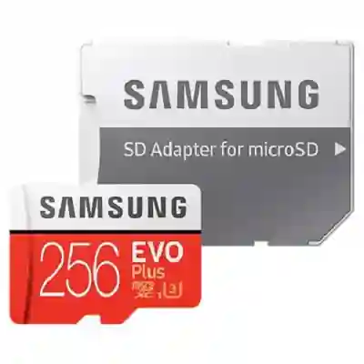 Memory Card microSDXC Samsung EVO Plus 256GB, Class 10, UHS-I U3 + Adaptor SD