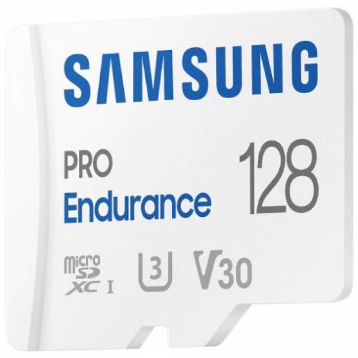 Memory Card microSDXC Samsung PRO Endurance 128GB, Class 10, UHS-I U3, V30 + Adaptor SD