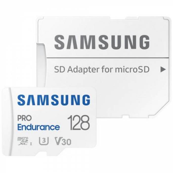 Memory Card microSDXC Samsung PRO Endurance 128GB, Class 10, UHS-I U3, V30 + Adaptor SD