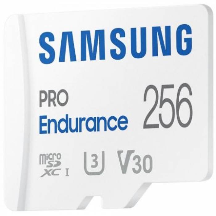 Memory Card microSDXC Samsung PRO Endurance 256GB, Class 10, UHS-I U3, V30 + Adaptor SD