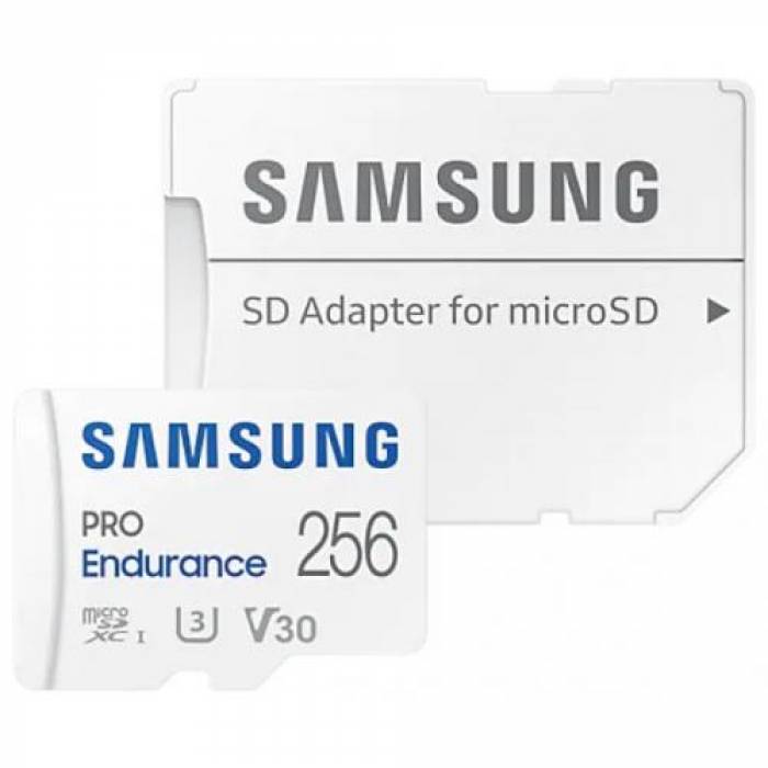 Memory Card microSDXC Samsung PRO Endurance 256GB, Class 10, UHS-I U3, V30 + Adaptor SD