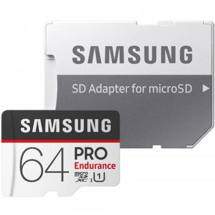 Memory Card microSDXC Samsung PRO Endurance 64GB, Class 10, UHS-I U1 + Adaptor SD