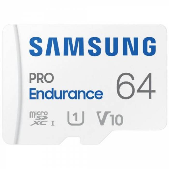 Memory Card microSDXC Samsung PRO Endurance 64GB, Class 10, UHS-I U1, V10 + Adaptor SD