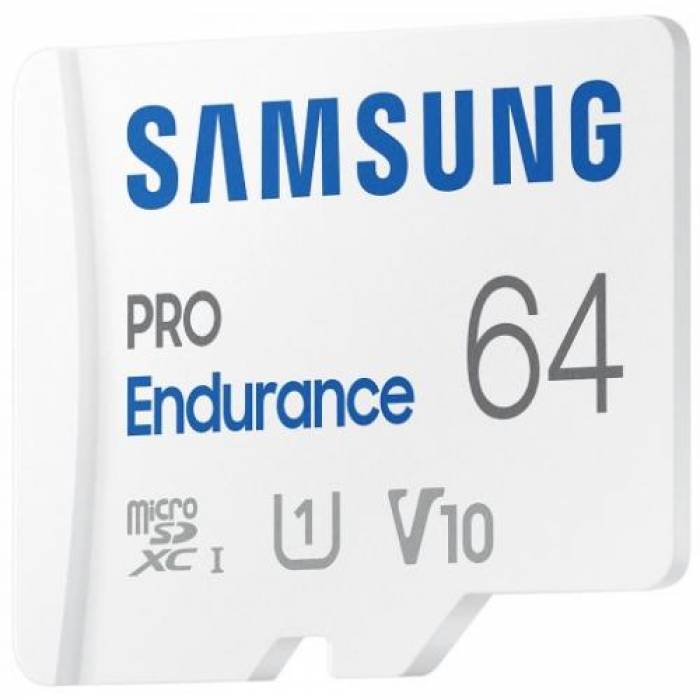 Memory Card microSDXC Samsung PRO Endurance 64GB, Class 10, UHS-I U1, V10 + Adaptor SD