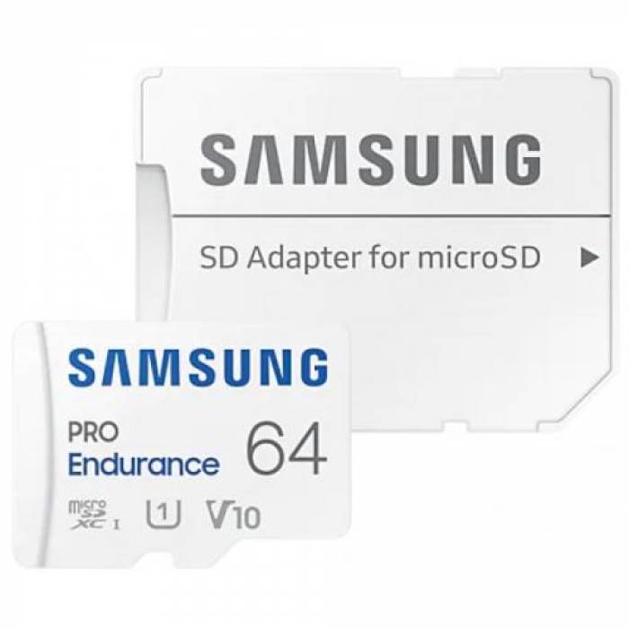 Memory Card microSDXC Samsung PRO Endurance 64GB, Class 10, UHS-I U1, V10 + Adaptor SD