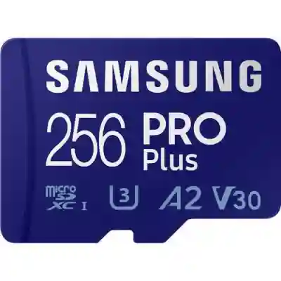 Memory Card microSDXC Samsung PRO Plus 256GB, Class 10, UHS-I U3, V30, A2 + Adaptor SD
