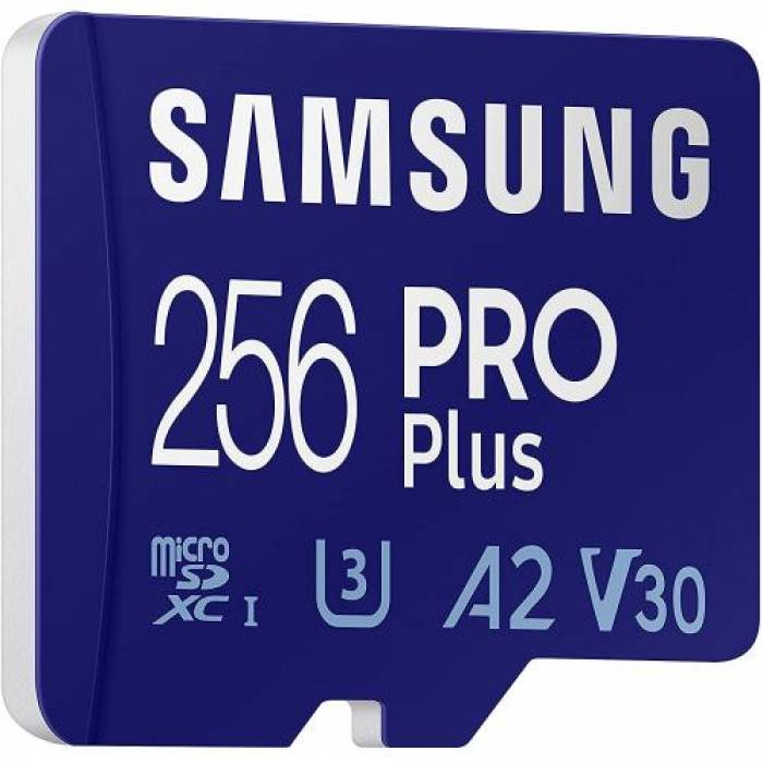 Memory Card microSDXC Samsung PRO Plus 256GB, Class 10, UHS-I U3, V30, A2 + USB Card Reader