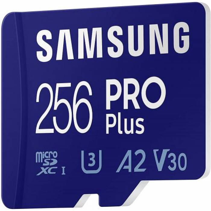 Memory Card microSDXC Samsung PRO Plus 256GB, Class 10, UHS-I U3, V30, A2 + USB Card Reader