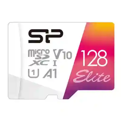 Memory Card microSDXC Silicon Power Elite 128GB, Class 10, UHS-I U1, V10, A1 + Adaptor SD