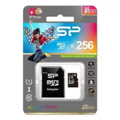 Memory Card microSDXC Silicon Power Elite 256GB, Class 10, UHS-I U1 + Adaptor SD