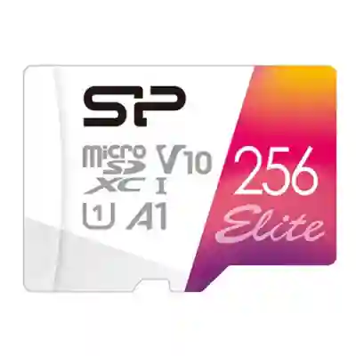 Memory Card microSDXC Silicon Power Elite 256GB, Class 10, UHS-I U1, V10, A1 + Adaptor SD