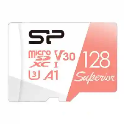 Memory Card microSDXC Silicon Power Superior 128GB, Class 10, UHS-I U3, V30, A1 + Adaptor SD