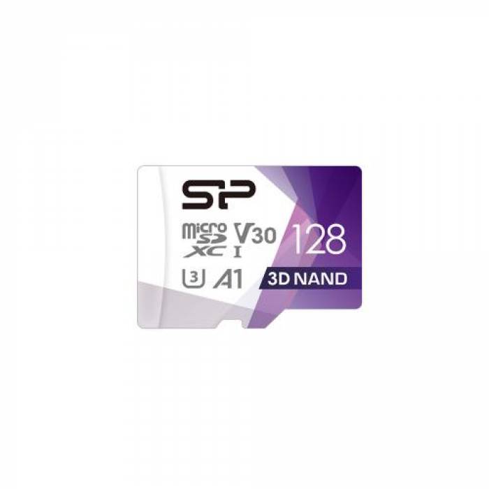 Memory Card microSDXC Silicon Power Superior Pro 128GB, Class 10, UHS-I U3, V30, A1 + Adaptor SD