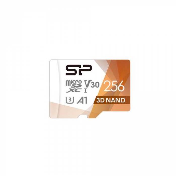 Memory Card microSDXC Silicon Power Superior Pro 256GB, Class 10, UHS-I U3, V30, A1 + Adaptor SD