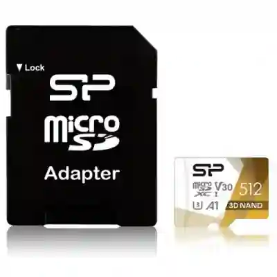 Memory Card microSDXC Silicon Power Superior Pro 512GB, Class 10, UHS-I U3, V30, A1 + Adaptor SD
