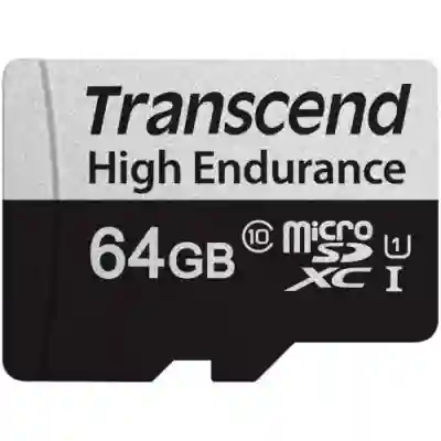 Memory Card microSDXC Transcend 350V 64GB, Class 10, UHS-I U1 + Adaptor SD