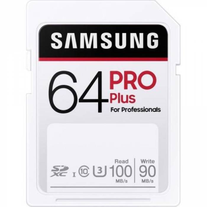 Memory Card SDHC Samsung PRO Plus 64GB, Class 10, UHS-I U3