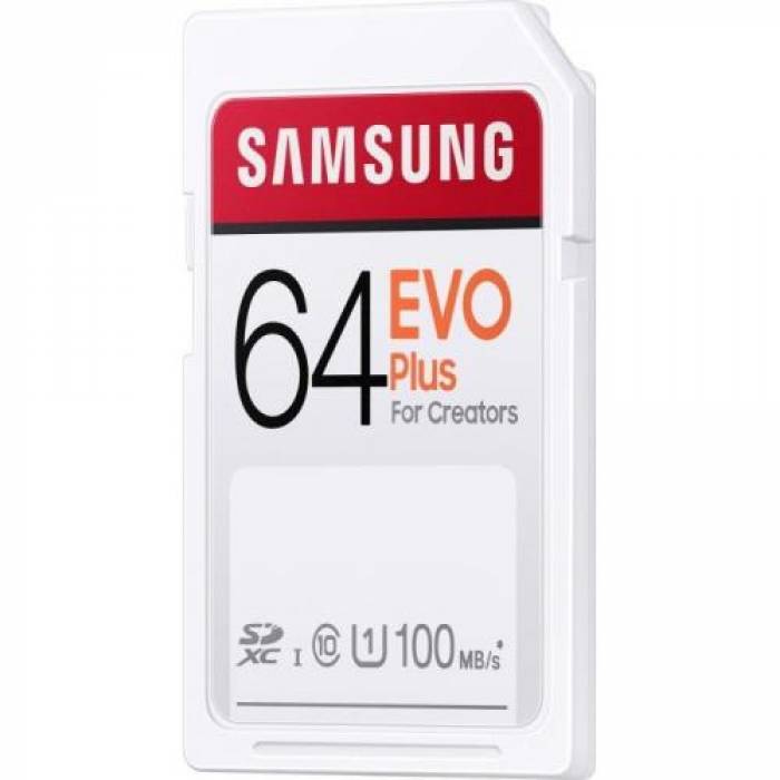 Memory Card SDXC Samsung EVO Plus 64GB, Class 10, UHS-I U1