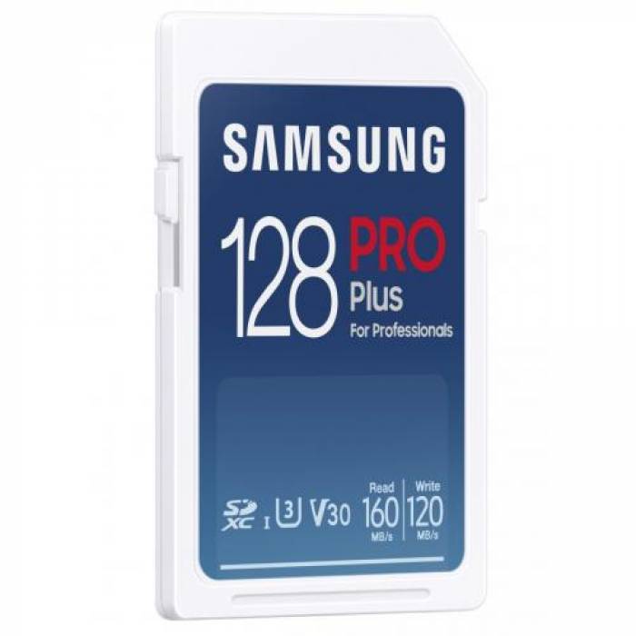 Memory Card SDXC Samsung PRO Plus 128GB, Class 10, UHS-I U3, V30, + USB Card Reader