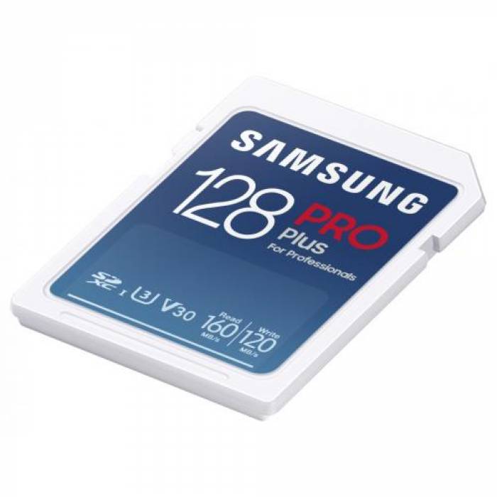 Memory Card SDXC Samsung PRO Plus 128GB, Class 10, UHS-I U3, V30, + USB Card Reader