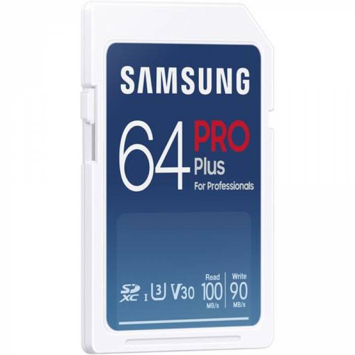 Memory Card SDXC Samsung PRO Plus 64GB, Class 10, UHS-I U3, V30